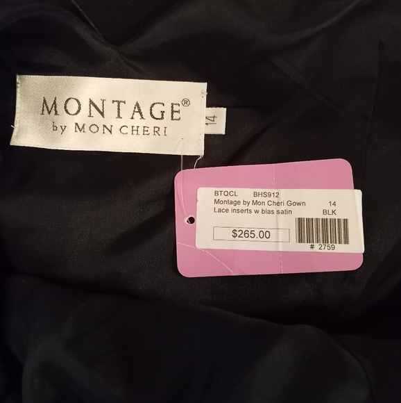 Montage Mon Cheri Black mother of bride Dress Gown Lace & bead insert NWT /B7 - Picture 13 of 13